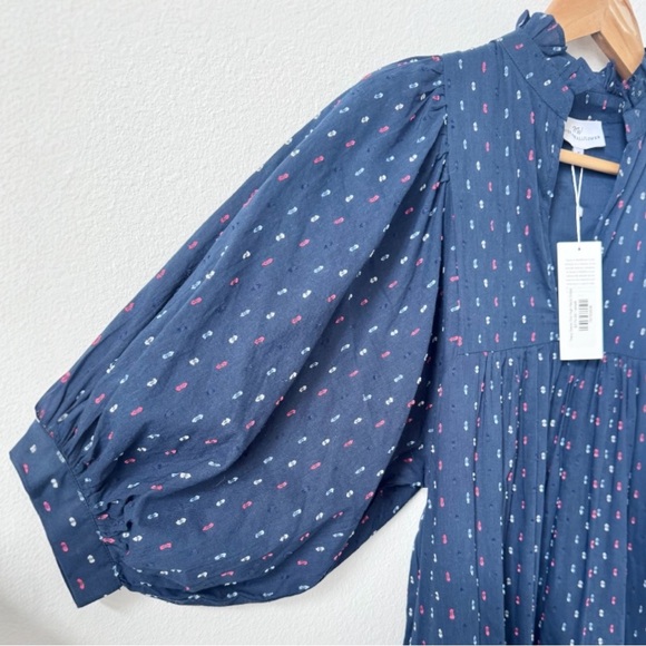 Never A Wallflower Navy Swiss Dot High Neck Dress small NWT - Picture 4 of 7